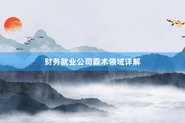 财务就业公司霸术领域详解